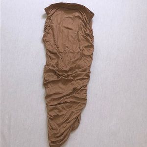 Nude midi rouched skirt